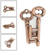 Vintage Alloy Cast Puzzle Box Metal Lock Toys IQ Mind Brain Teaser Game Key