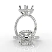 Diamond Engagement Square Cushion Shape Proposed Ring Platinum 950 Semi Mount 1C
