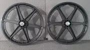 20" BICYCLE GT STYLE MAG BLACK WHEEL SET - 6 SPOKE OLD-SCHOOL FREEWHEEL HUB