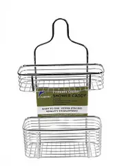 SMARTLINK 2 Tier Chrome Shower Caddy Hanging Bathroom Storage Rack with Hooks Shelves