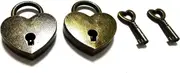 Mini Antique Brass Padlock and Mini Heart Vintage Antique Style Lock Collar Decorative Lock Treasure Chest Tissue Box Padlock with Key [2-Pack]