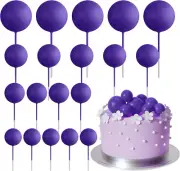20 Pcs Ball Cake Topper Decorations Mini Balloons Cake Topper Sticks Dark Purple