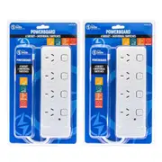 2x The Brute Power Co 4 Individual Switches Socket/Port 1m Cord 10A Power Board