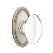 Emtek Hampton Crystal Door Knob Privacy Set Oval Rosette Pewter
