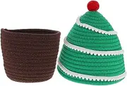 Christmas Tree Storage Basket Wicker Baskets for Storage Pretty with Fabric Bins Nursery Organizing Holiday Christmas Organization Small Macrame For Trendy Green Cotton Thread
