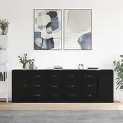 Sideboards Cabinet Modern Black Furniture, Dining & Living Room Storage, Engineered Wood Sideboard, Buffet Bar Table - Set of