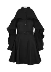 Palmer//harding Glimmer Ruffled Twill Mini Dress - Black - 12 (UK12 / M) 12 (UK12 / M)