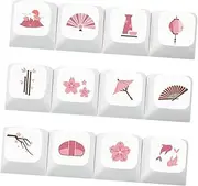Gadpiparty 12Pcs Floral Pattern Keycap Dye Sublimation Pbt Mechanical Keyboard Caps Sturdy and Oil Resistant for Custom DIY Mechanical Keyboards Cute Honey Milk Design