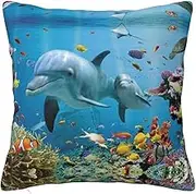 ALLiYa Ocean Dolphin Looking At You Double Sided Plush Pillowcase (Multiple Sizes) Pillow Sofa Bed Pillow Interior Decoration Pillow