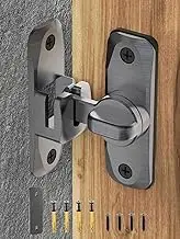MeBantoo 90/180 Degree Flip Barn Door Lock, Protect Privacy - Security Sliding Door Latch, Small Gate Latches Hardware for Barn, Garden, Bathroom, Cabinet, Window (Grey-1PC)