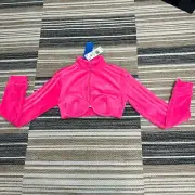 Jeremy Scott X Adidas Originals Track Jacket Crop Top Velour Solar Pink Size XS