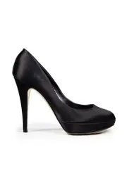 Black Satin Platform Pumps