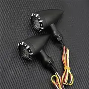 Indicators Flowing Turn Signal Motorcycle Retro Bullet LED Turn Signal Light Brake Lamp Running Blink Light For Harley Chopper Cruiser Bobber Cafe Turn Signal Indicator(Black)