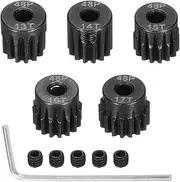 Rebower 48 P Steel Pinion Gear Set 13T 14T 15T 16T 17T for 3.175 mm Shaft Hardened Steel Pinion Gear with Screws and Hexagonal Wrench for RC Car Motor
