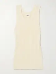 [KHAITE] KHAITE - Lena Ribbed Brushed Silk And Cashmere-blend Tank - Cream - large large Cream