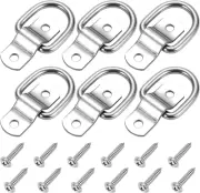 6 Pack D Ring down Anchors 1/4Heavy Duty Stainless Steel Trailer Tie down Hooks