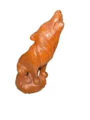 Vintage Red Mill Mfg Howling Wolf Figurine Pecan Shell Resin Sculpture