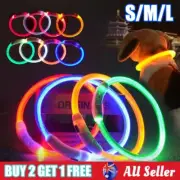 LED Dog Collar USB Rechargeable Night Glow Flashing Light Up Safety Pet Collars