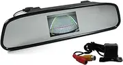 Elinz Reversing Camera Clip onto Rearview Mirror 4.3" Colour Digital TFT LCD Screen 170 Degree Wide View Angle Night Vision Waterproof IP67 2 AV Inputs Gridline