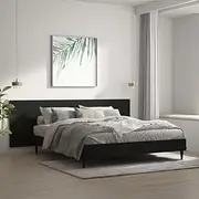 Wall Mounted Headboard Black Extra Tall Board, Engineered Wood Bed Frame Cama, Upholstered Backboard, Adjustable Panel, 240 cm, Bed Head