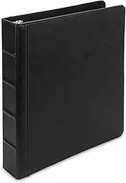 Samsill Vintage Hardback 3 Ring Leather Black Binder, Professional Binder Organizer, Planner Binder, 1.5 Inch 3 Ring Binder, Letter Size 8.5 x 11, No Zipper, Faux Black Leather