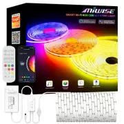 MIWISE RGB COB LED Strip Light 20ft/6.1m,Color Changing Dimmable Strip Light