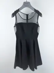 MIU MIU Black Jersey Silk Chiffon LBD Mini Dress Small ~NWT~