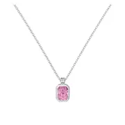 ANYCO Necklace 925 Silver Emerald Cut Pink Gemstone Pendant Gift Jewelry for Women