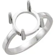 14K Gold Round Cabochon Cut Solitaire Ring Setting Classic Style Ring Mounting