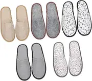 VINTORKY 5 Pairs Home Slippers Indoor Guest Shoes Hotel Beauty Salon Slippers Slip Bottom Breathable Material