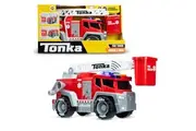Tonka, Crank and Haul Fire Truck- Made with Sturdy Plastic, Light and Sounds Powered Toy Construction Truck, Ages 3+ Boys and Girls, Kids, Toddlers, Christmas Birthday Gifts