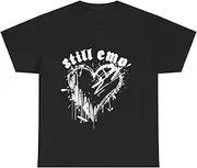 [X.Style] Emo Rock Still Emo y2k 2000s Emo Ska Pop Punk Band Music T-Shirt for Adults Crew Neck Short Sleeve Tee Shirt Black 2XL