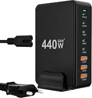 USB C Charging Station, 440W, 8 Ports, 5 USB-C, 3 USB-A, GaN Technology, for Mobile Phones, Laptops, Tablets, Headphones