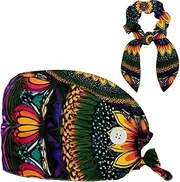 [CWAGFEQZ] Scrub Caps Women,Scrub Hats Suitable for Women,Indian Mandala Bohemian Flower