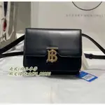 精品二手 BURBERRY 博柏利 迷你黑色牛皮全皮金色TB字母金扣扣式翻蓋肩背包 斜背包 80345501