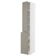 METOD / MAXIMERA hc w p-o func 3drw/1dr/2shlv, white/Upplöv matt dark beige, 40x60x240 cm