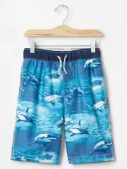 NWT GAP Shark Attack Sharks Swim Trunks Board Shorts Swimwear UPF-40+ Boys L 10