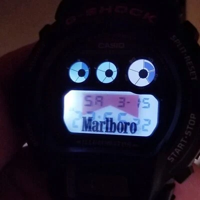 ⌚Rare Casio G-Shock DW6900U custom Marlboro edition in red-black led light