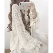 Crocheted Light Jacket Almond - One Size