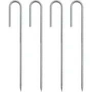 RebarStakes 12 Inches Long 1/4 inch Diameter 4-Pack J Hook Heavy Duty Steel T...