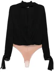 [Elisabetta Franchi] tie-neck georgette bodysuit 42 Black
