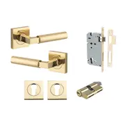 Iver Berlin Door Lever on Square Rose Entrance Kit Key/Key