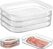 3 Layer Deli Meat Container for Fridge, Bacon Lunch Meat Container for Refrigerator, Stackable Food Storage Boxes, Refrigerator Food Storage Box for Food, Meat, Vegetable Storage, BPA Free