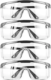 HPYNPES Safety GlassesClear Anti-Fog Goggles Over-Spec Glasses Protective Eye Wear Industrial Approved Wide-Vision（4 PACK）