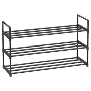 Shoe Rack, 3-Tier Shoe Storage Organizer, Metal Shoe Shelf, 12 Black 3 Tiers