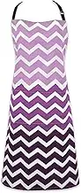 DII Cotton Ombre Chevron Women Kitchen Apron with Pocket and Extra Long Ties, 33 x 28, Cute Fashion Apron for Cooking, Baking, Gardening, Crafting, BBQ-Eggplant