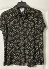 Jones & Co Womens Top Size 10 Black Floral Rayon Short Sleeve Shirt NWT