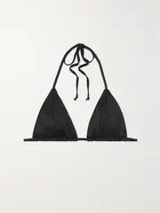 [GOOD AMERICAN] GOOD AMERICAN - Tiny Ties Stretch-satin Triangle Bikini Top - Black - 5 5 Black