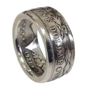 Silver Dollar Coin Ring Size 10 Handmade Crafted Rare Silver Men Rings