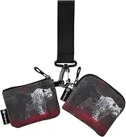 [XYMZR] Mini Zip Around Wristlet keychain Wallet Black White Leopard Abstract for Women Personalized Pattern Detachable Dual Pouch Wristlet Portable Wallet Phone Coin Purse, Multi-colored, One Size